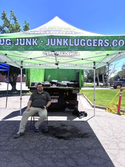 Junkluggers of Colorado vendor tent and trunk set up in Littleton, CO